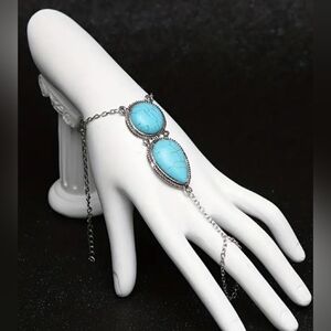 2/$40 Turquoise‎ Silver Preppy Clueless Bracelet (#023)